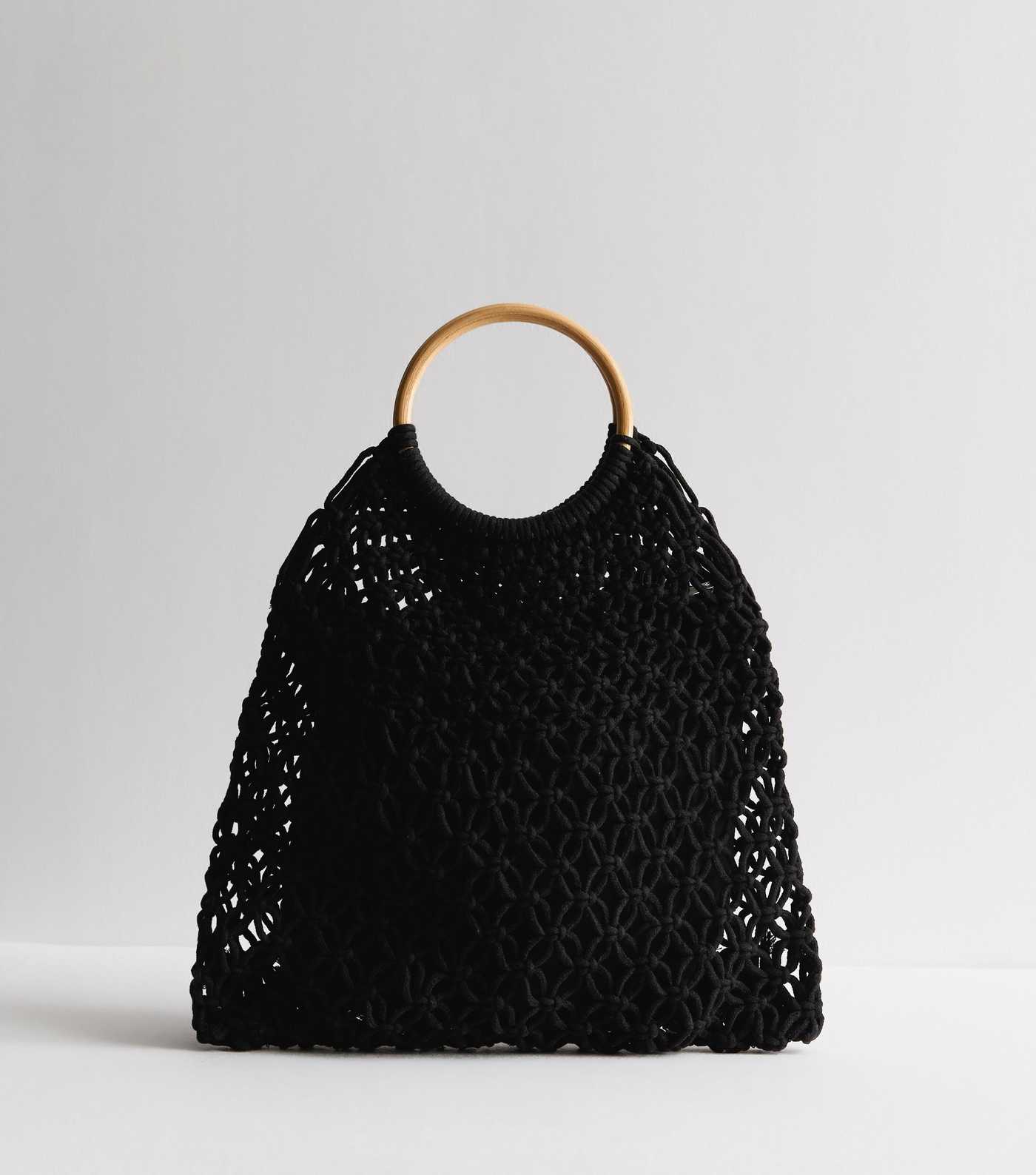 Black Crochet Circle Handle Bag