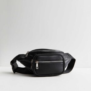 Black Leather-Look Utility Bumbag