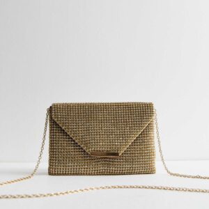 Gold Diamanté Clutch Bag