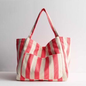 Pink Stripe Slouch Tote Bag