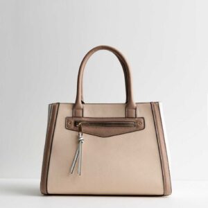 Stone Leather-Look Colour Block Tote