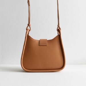 Tan Leather-Look Cross Body Bag
